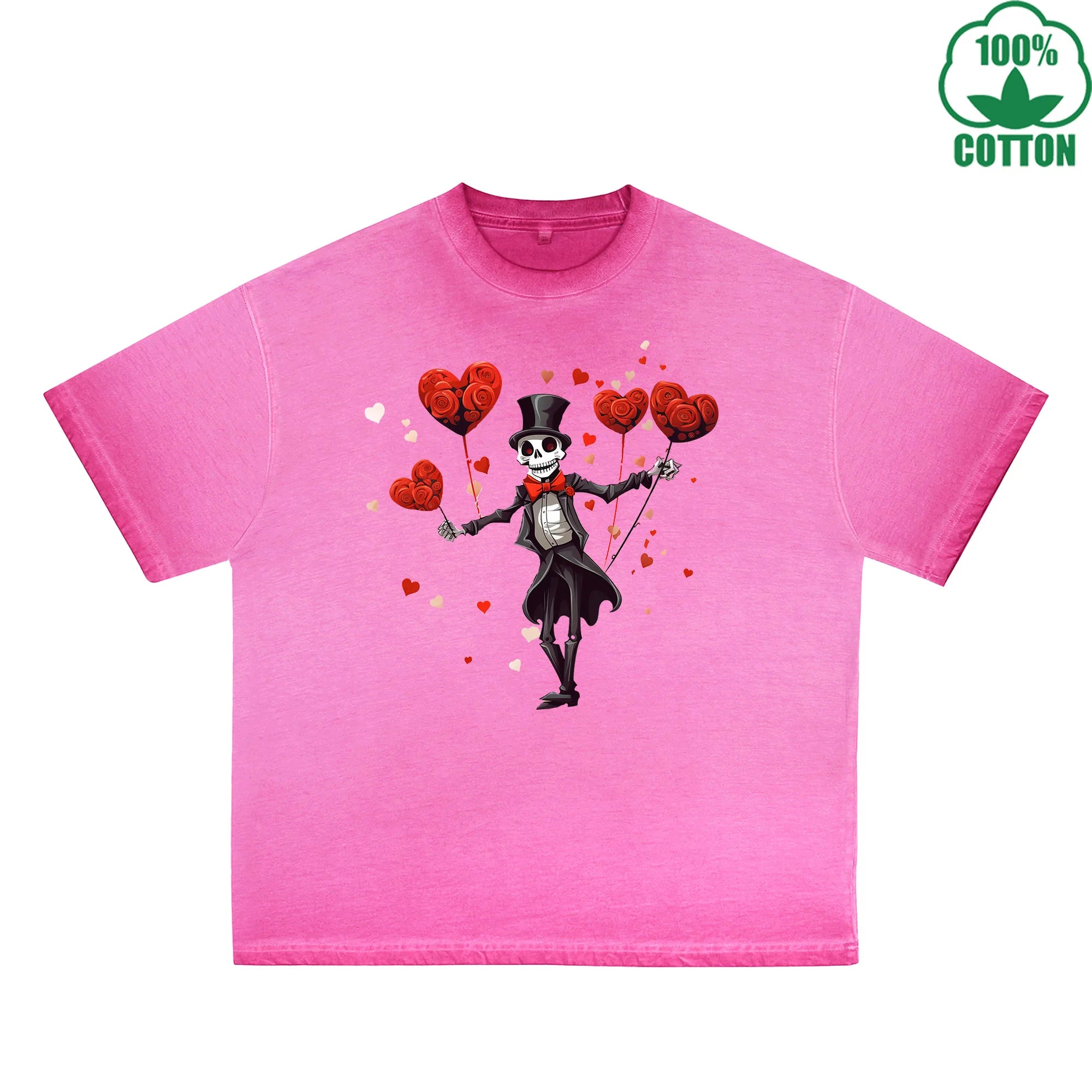 LOVE Printed Dirty Wash T-Shirt 230G Multicolor Loose Trendy Fashionable 100%Cotton Short Sleeve Top