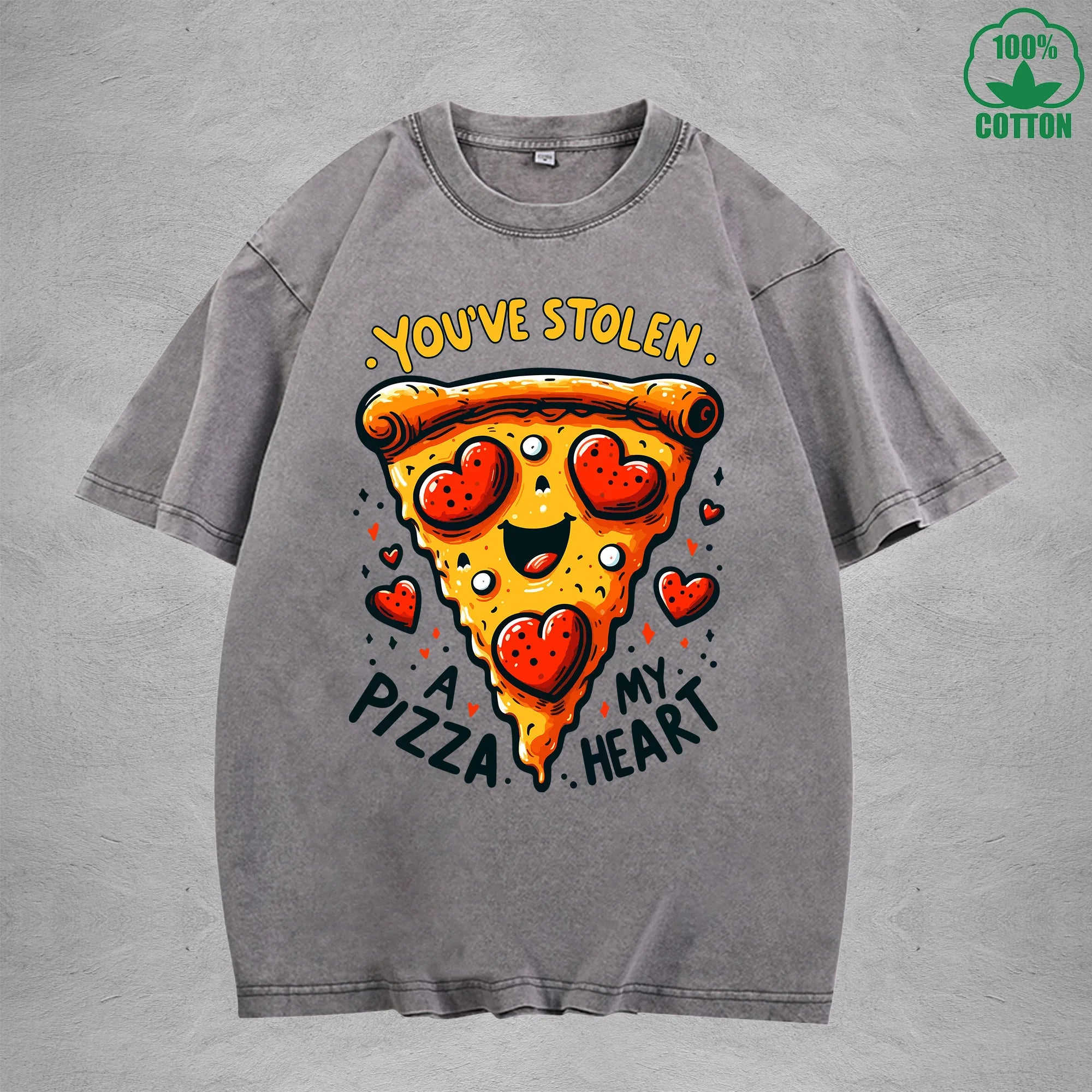 You've StolenInterest Printed Washed T-Shirt 230G Loose Trendy Fashionable 100%Cotton Short Sleeve Top