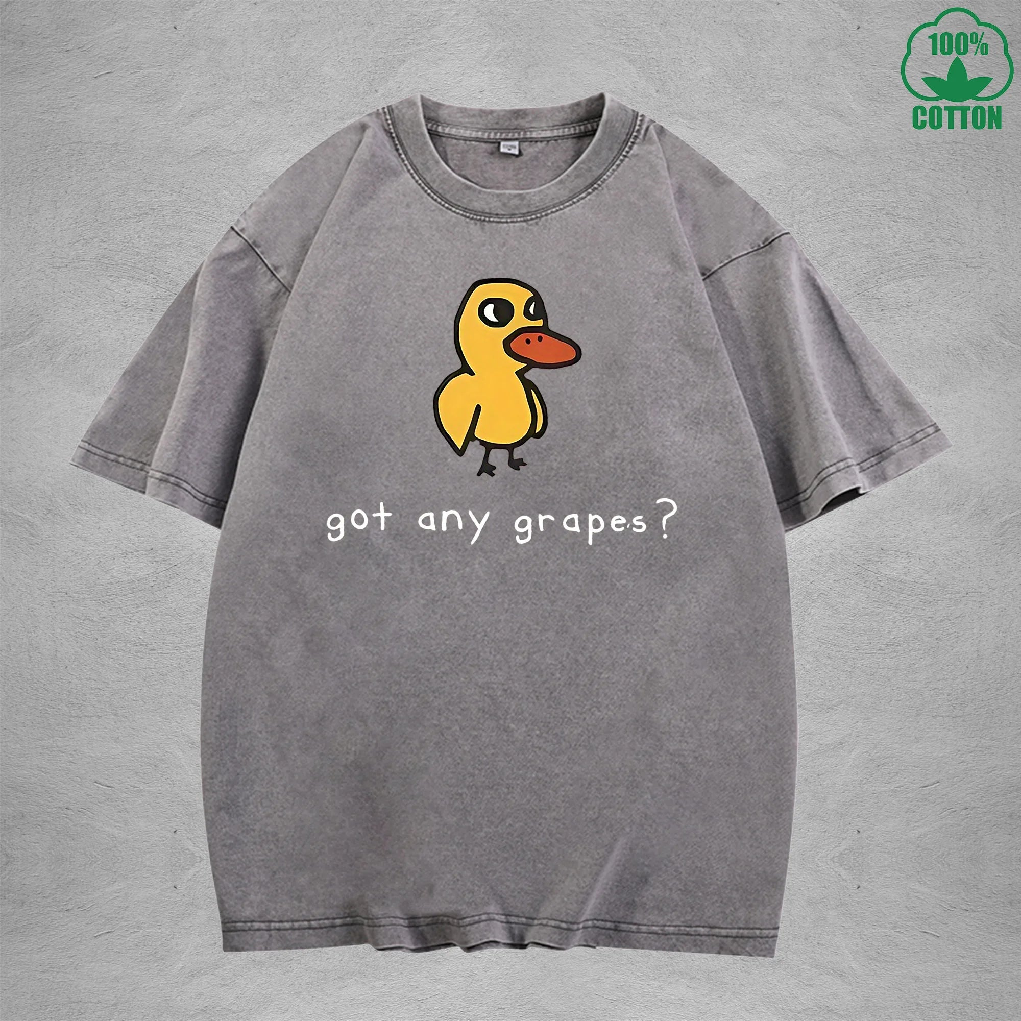 Got Any Grapes American Retro 230G Washed T-Shirt Available in Multiple Colors Fashionable Pure Cotton Short Sleeve