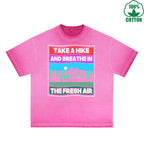 Take A Hike Printed Dirty WashT-Shirt 230G Multicolor Loose Trendy Fashionable 100%Cotton Short Sleeve Top