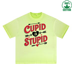 God of Love is Stupid Printed Dirty Wash T-Shirt 230G Multicolor Loose Trendy Fashionable 100%Cotton Short Sleeve Top