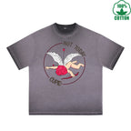 Not today God of Love Printed Dirty Wash T-Shirt 230G Multicolor Loose Trendy Fashionable 100%Cotton Short Sleeve Top