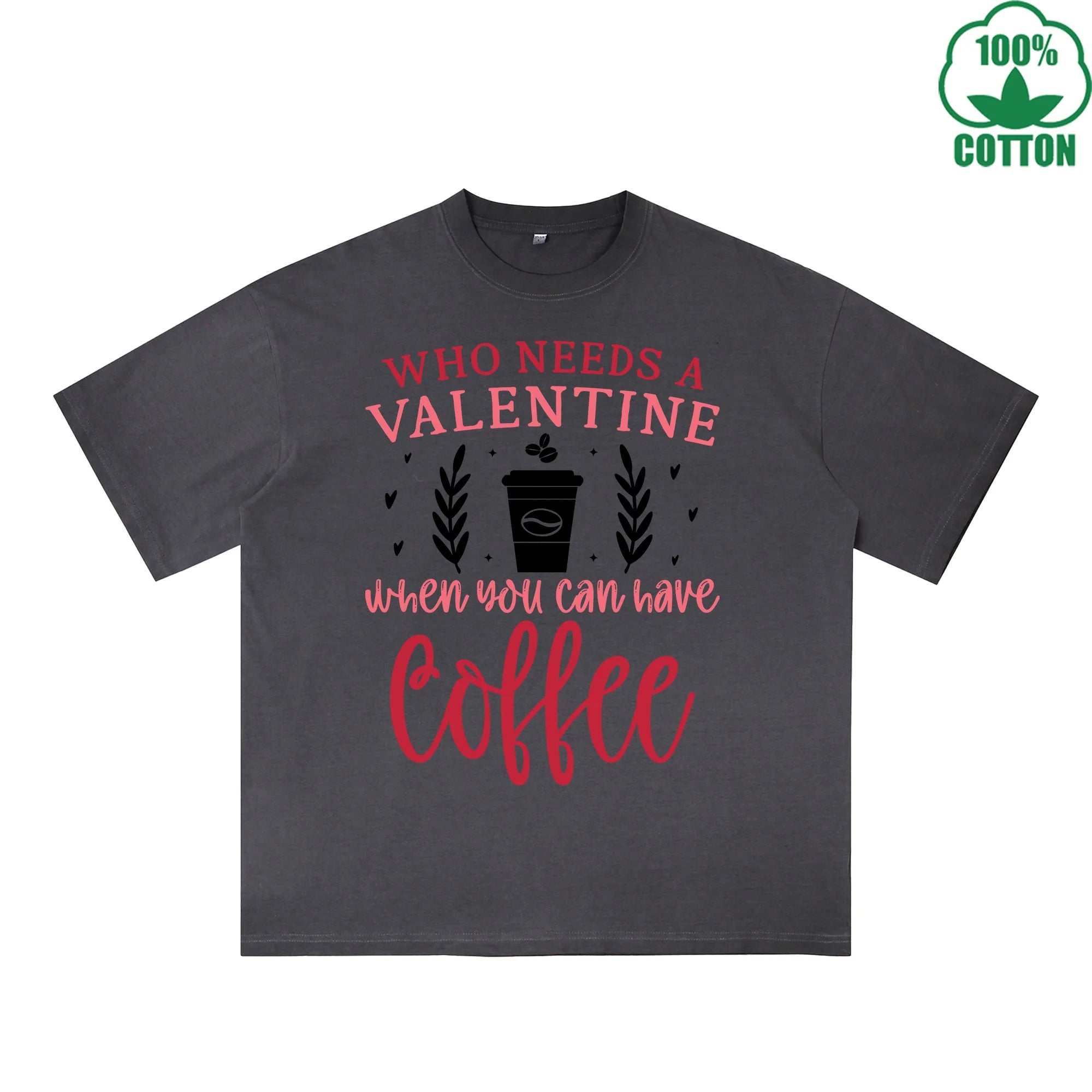 Valentine Printed Dirty Wash T-Shirt 230G Multicolor Loose Trendy Fashionable 100%Cotton Short Sleeve Top