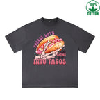 Not today God of Love Printed Dirty Wash T-Shirt 230G Multicolor Loose Trendy Fashionable 100%Cotton Short Sleeve Top