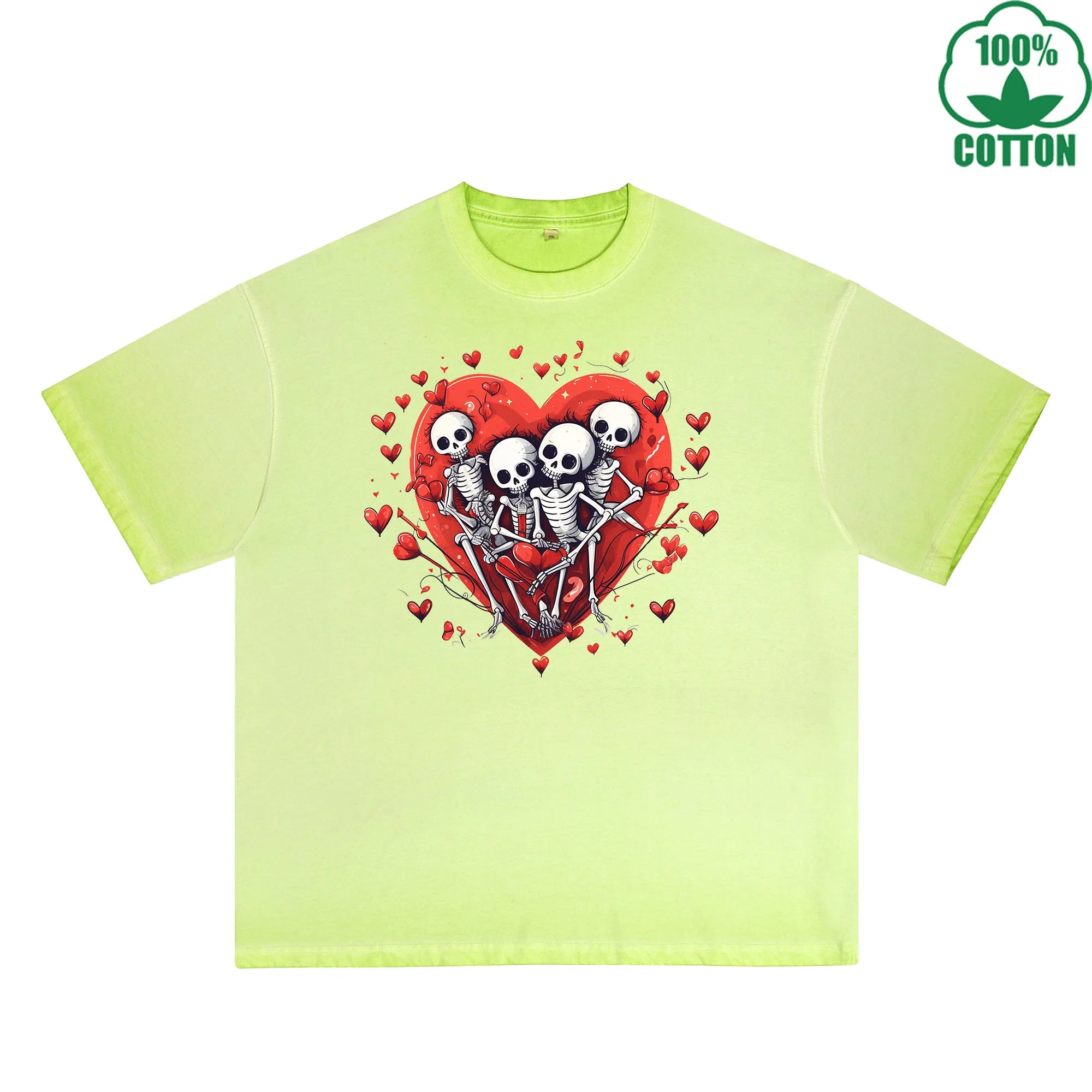 Love Printed Dirty Wash T-Shirt 230G Multicolor Loose Trendy Fashionable 100%Cotton Short Sleeve Top