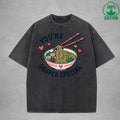 Youre Souper SpecialInterest Printed Washed T-Shirt 230G Loose Trendy Fashionable 100%Cotton Short Sleeve Top