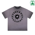 Crystal Ball Printed Dirty WashT-Shirt 230G Multicolor Loose Trendy Fashionable 100%Cotton Short Sleeve Top