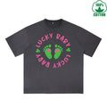 Fatey Baby Printed Dirty Wash T-Shirt 230G Multicolor Loose Trendy Fashionable 100%Cotton Short Sleeve Top