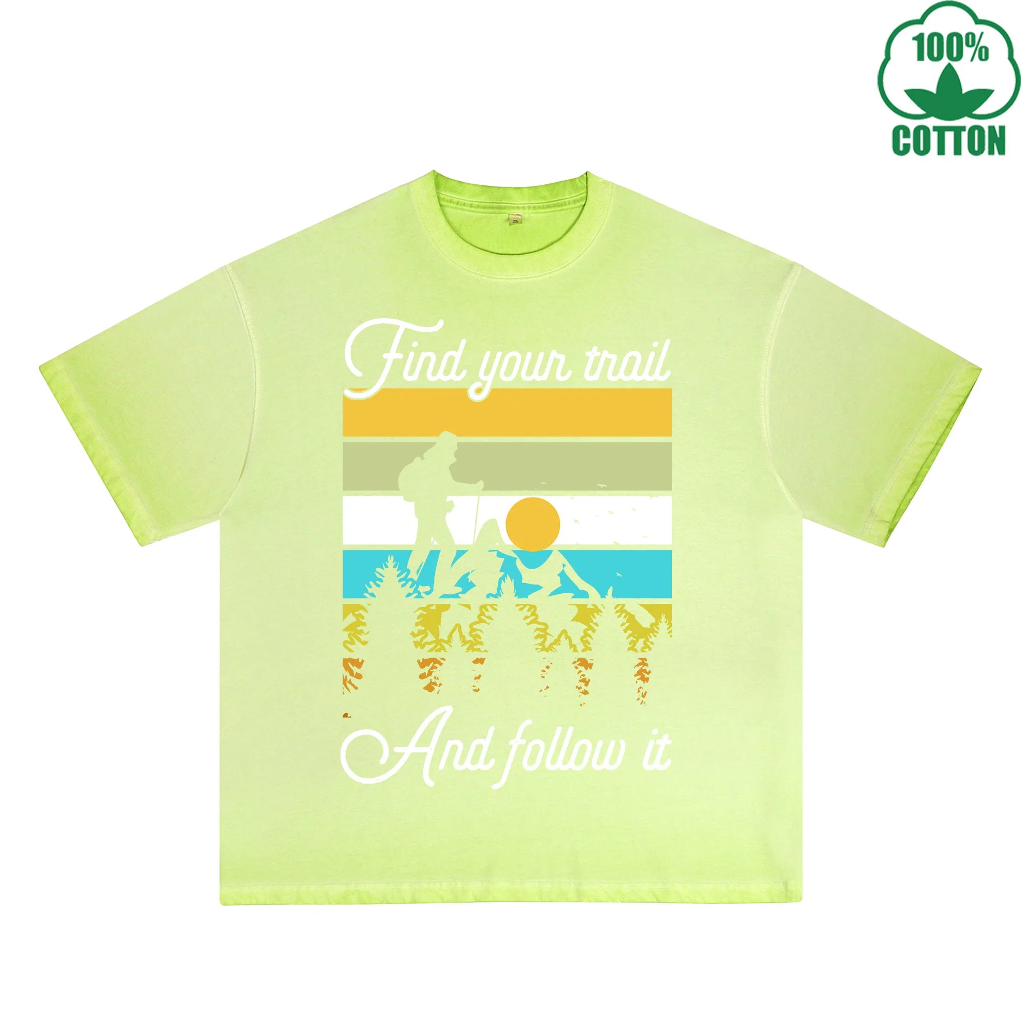 Outdoor Adventure Printed Dirty WashT-Shirt 230G Multicolor Loose Trendy Fashionable 100%Cotton Short Sleeve Top
