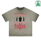 Valentine Printed Dirty Wash T-Shirt 230G Multicolor Loose Trendy Fashionable 100%Cotton Short Sleeve Top