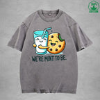 Were Mint To BeInterest Printed Washed T-Shirt 230G Loose Trendy Fashionable 100%Cotton Short Sleeve Top