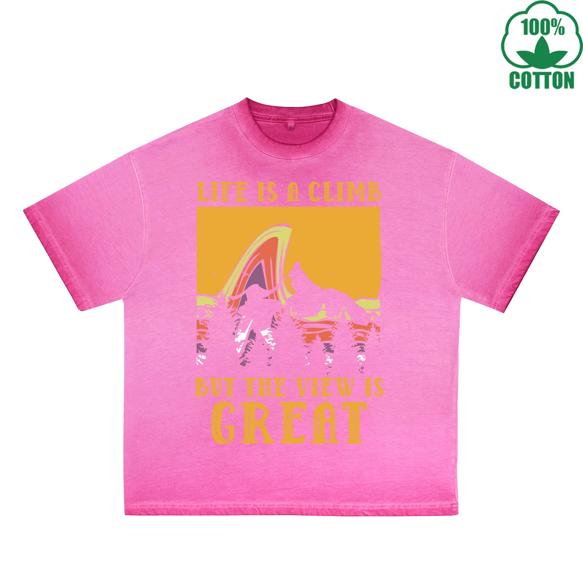 Great Printed Dirty WashT-Shirt 230G Multicolor Loose Trendy Fashionable 100%Cotton Short Sleeve Top