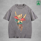 Lightning Surfing Interest Printed Washed T-Shirt 230G Multicolor Loose Trendy Fashionable 100%Cotton Short Sleeve Top