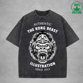 Angry GorillaInterest Printed Washed T-Shirt 230G Multicolor Loose Trendy Fashionable 100%Cotton Short Sleeve Top