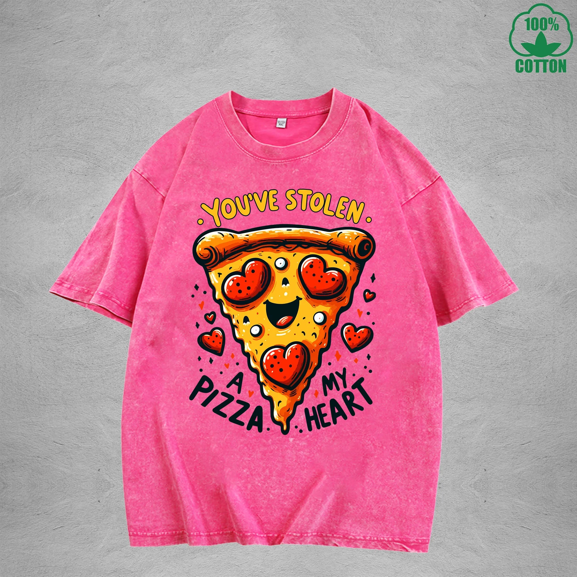 You've StolenInterest Printed Washed T-Shirt 230G Loose Trendy Fashionable 100%Cotton Short Sleeve Top