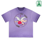 Not today God of Love Printed Dirty Wash T-Shirt 230G Multicolor Loose Trendy Fashionable 100%Cotton Short Sleeve Top