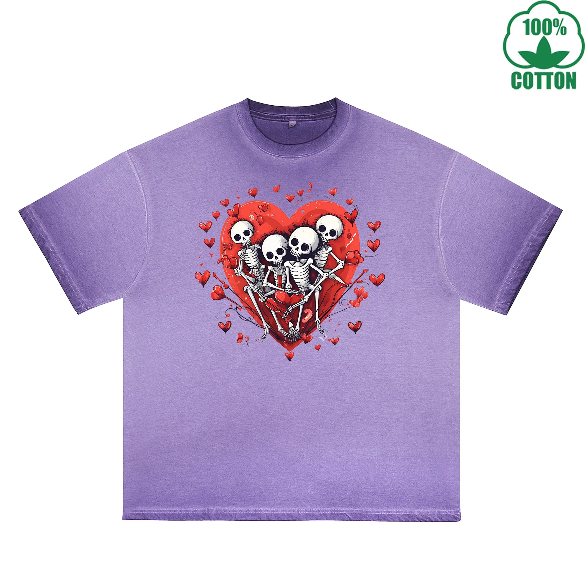 Love Printed Dirty Wash T-Shirt 230G Multicolor Loose Trendy Fashionable 100%Cotton Short Sleeve Top