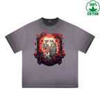 Long Lasting Love Printed Dirty Wash T-Shirt 230G Multicolor Loose Trendy Fashionable 100%Cotton Short Sleeve Top