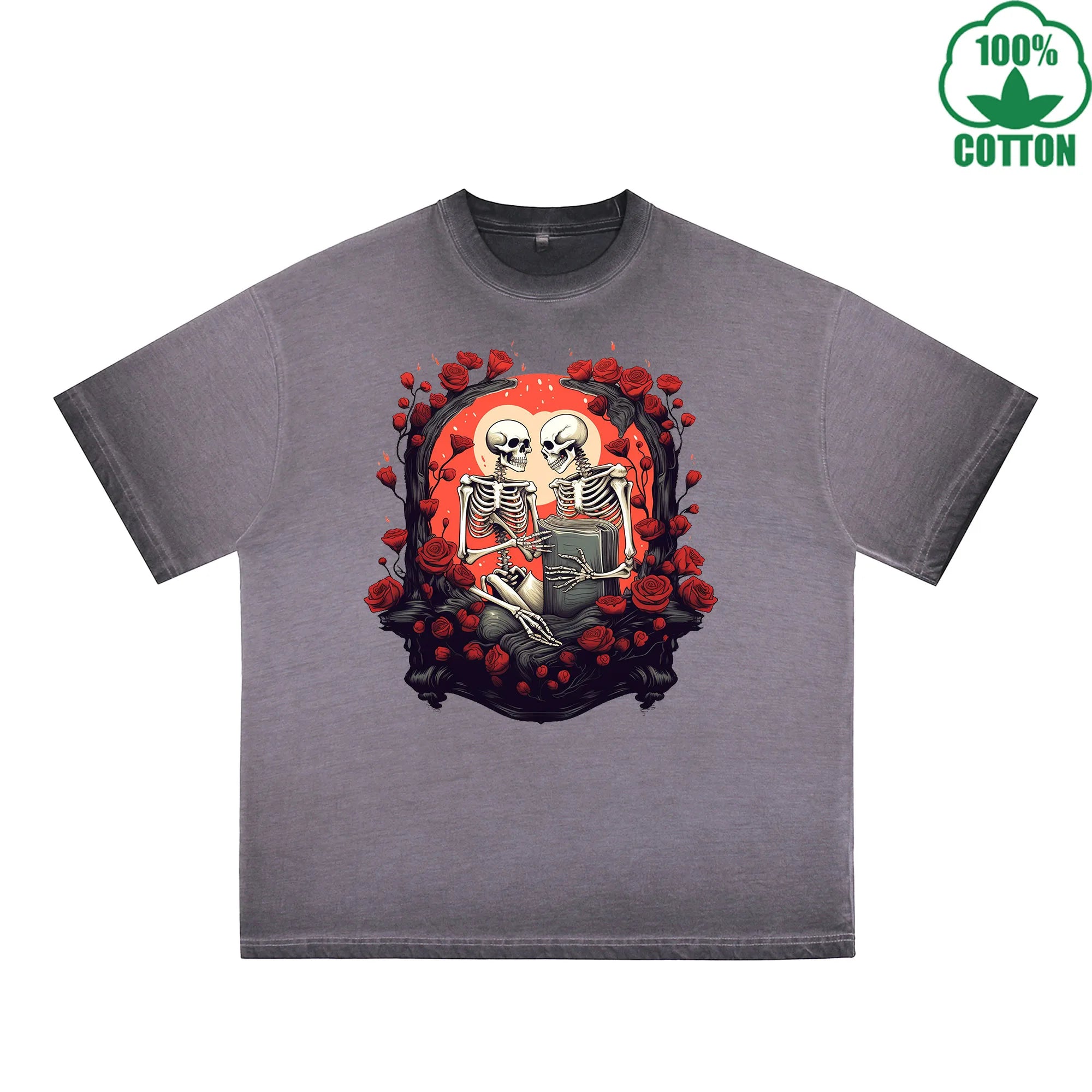 Long Lasting Love Printed Dirty Wash T-Shirt 230G Multicolor Loose Trendy Fashionable 100%Cotton Short Sleeve Top