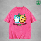 Were Mint To BeInterest Printed Washed T-Shirt 230G Loose Trendy Fashionable 100%Cotton Short Sleeve Top