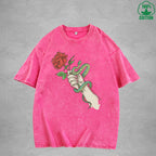 Roses And Vipers Printed Washed T-Shirt 230G Multicolor Minimalist Loose Trendy Fashionable Cotton Short Sleeve Top