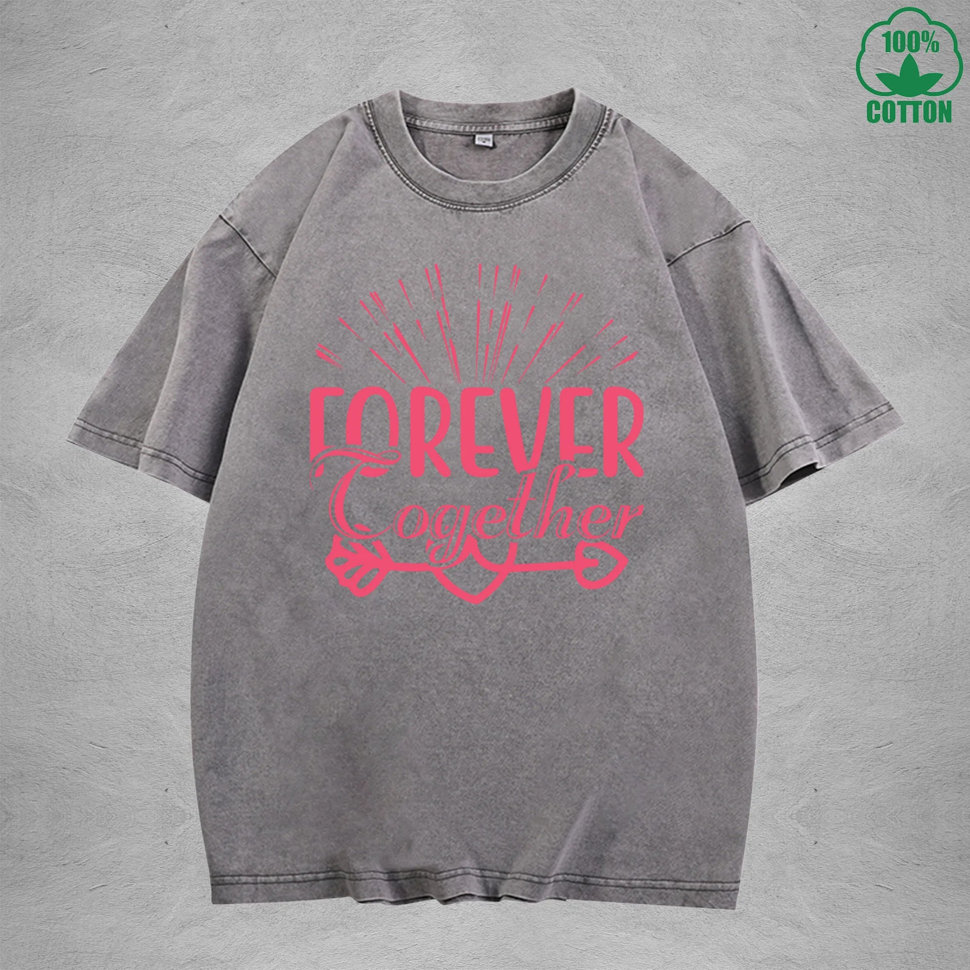 Forever Cogether American Retro 230G Washed T-Shirt Available in Multiple Colors Fashionable Pure Cotton Short Sleeve