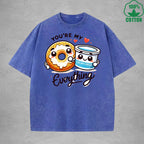 Youre My EverythingInterest Printed Washed T-Shirt 230G Loose Trendy Fashionable 100%Cotton Short Sleeve Top