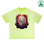Long Lasting Love Printed Dirty Wash T-Shirt 230G Multicolor Loose Trendy Fashionable 100%Cotton Short Sleeve Top