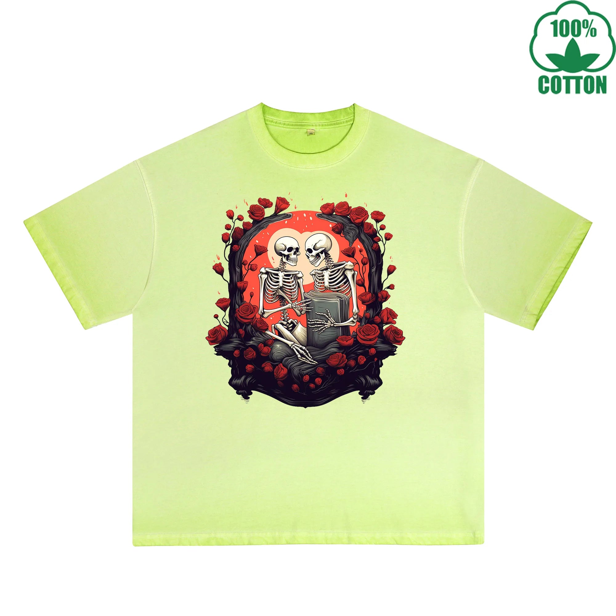 Long Lasting Love Printed Dirty Wash T-Shirt 230G Multicolor Loose Trendy Fashionable 100%Cotton Short Sleeve Top
