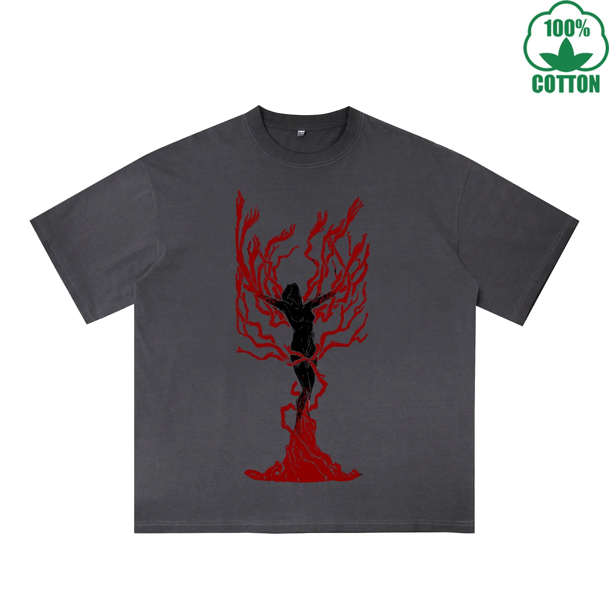 Blood Taboo Printed Dirty WashT-Shirt 230G Multicolor Loose Trendy Fashionable 100%Cotton Short Sleeve Top