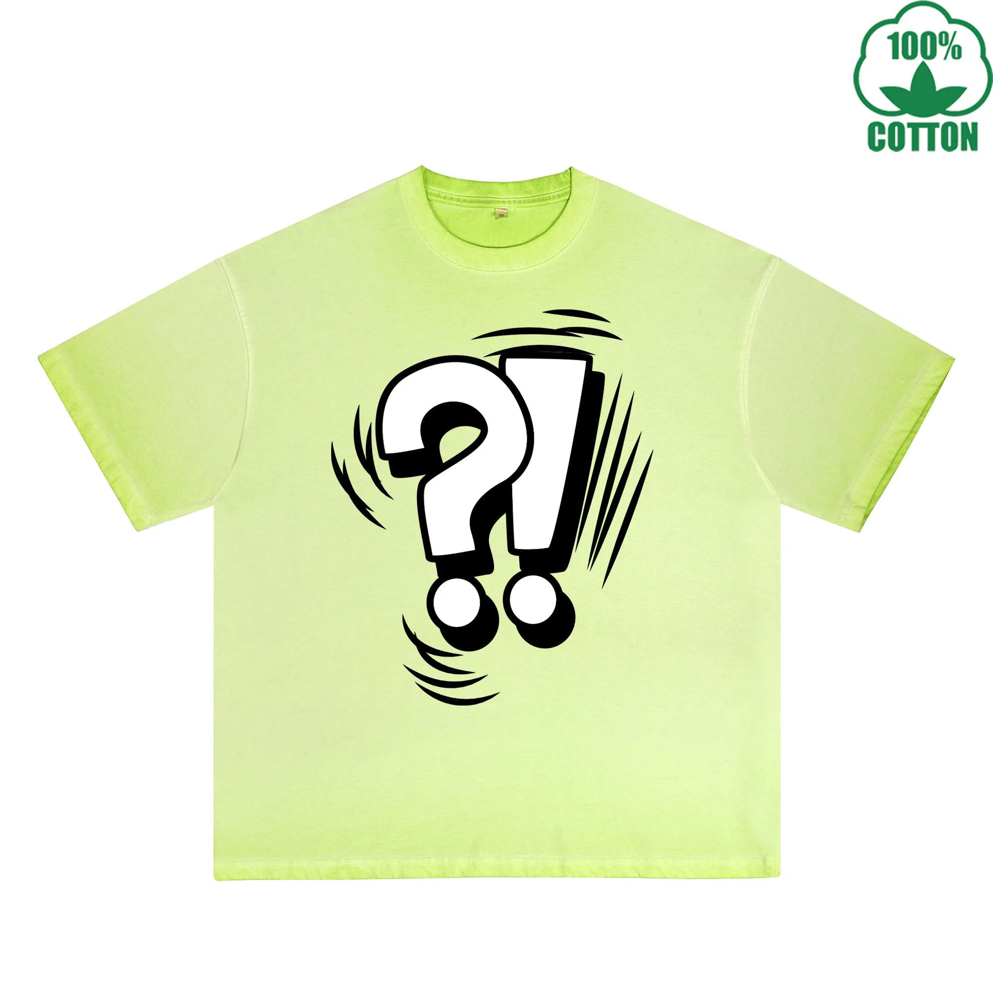 Question Mark Printed Dirty WashT-Shirt 230G Multicolor Loose Trendy Fashionable 100%Cotton Short Sleeve Top