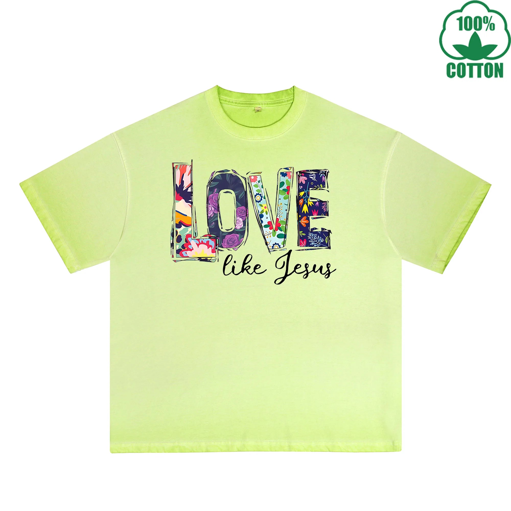 Love Printed Dirty WashT-Shirt 230G Multicolor Loose Trendy Fashionable 100%Cotton Short Sleeve Top