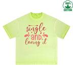 Sing Le Printed Dirty Wash T-Shirt 230G Multicolor Loose Trendy Fashionable 100%Cotton Short Sleeve Top