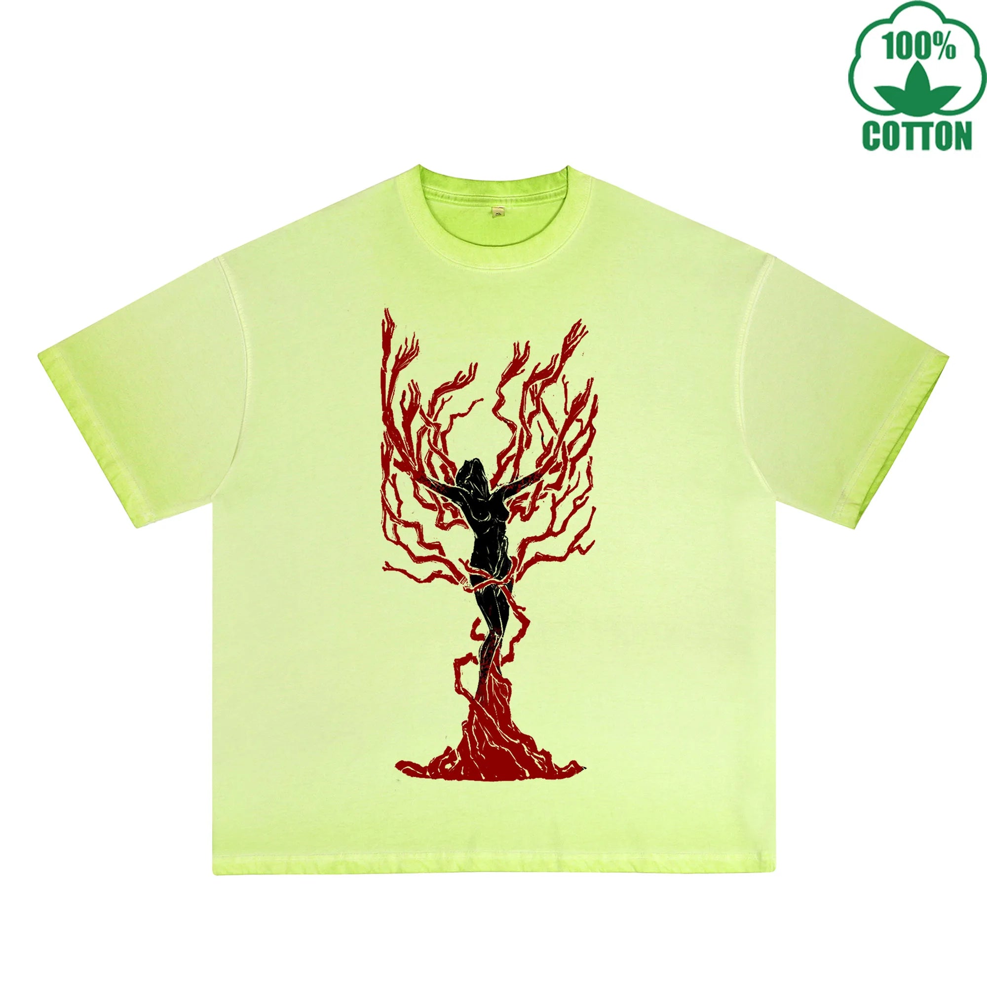 Blood Taboo Printed Dirty WashT-Shirt 230G Multicolor Loose Trendy Fashionable 100%Cotton Short Sleeve Top
