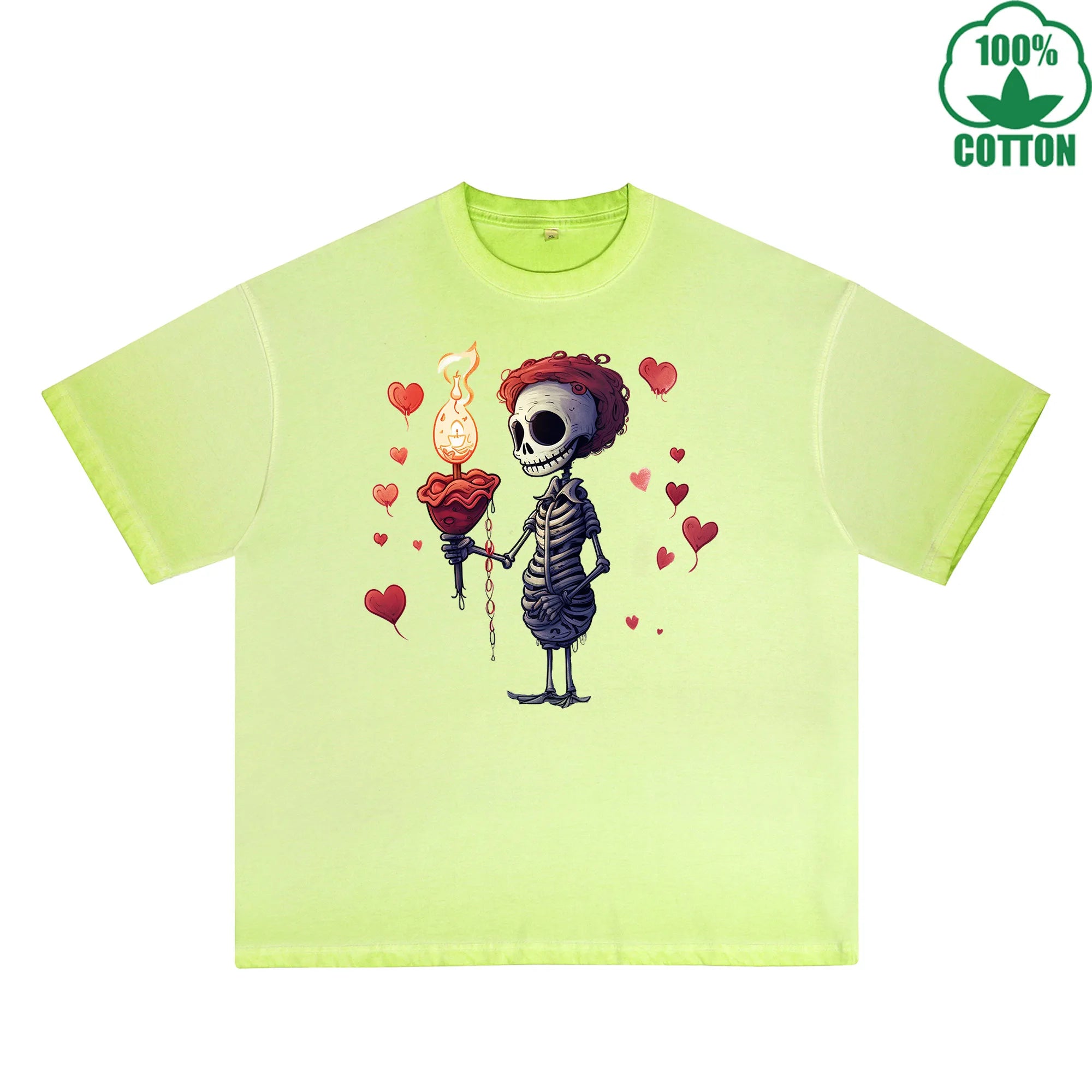 Lover Printed Dirty Wash T-Shirt 230G Multicolor Loose Trendy Fashionable 100%Cotton Short Sleeve Top