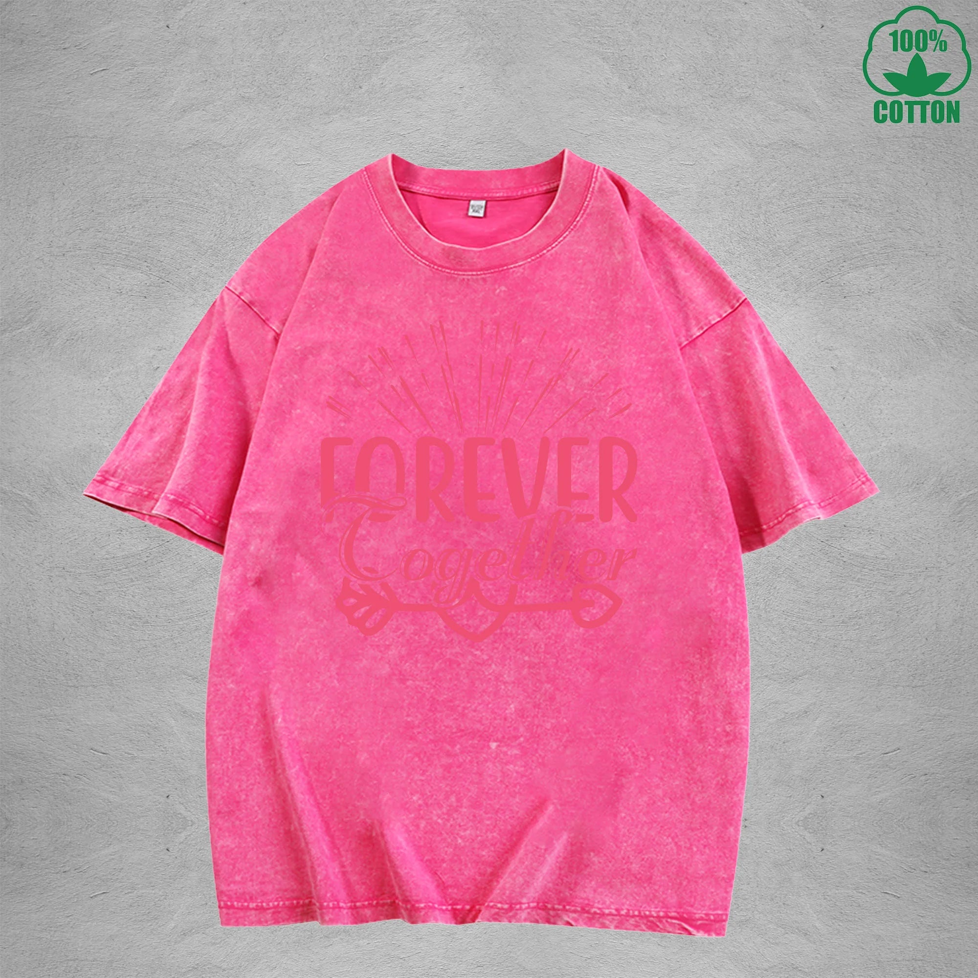 Forever Cogether American Retro 230G Washed T-Shirt Available in Multiple Colors Fashionable Pure Cotton Short Sleeve