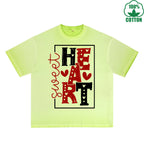 Sweet Heart Printed Dirty Wash T-Shirt 230G Multicolor Loose Trendy Fashionable 100%Cotton Short Sleeve Top