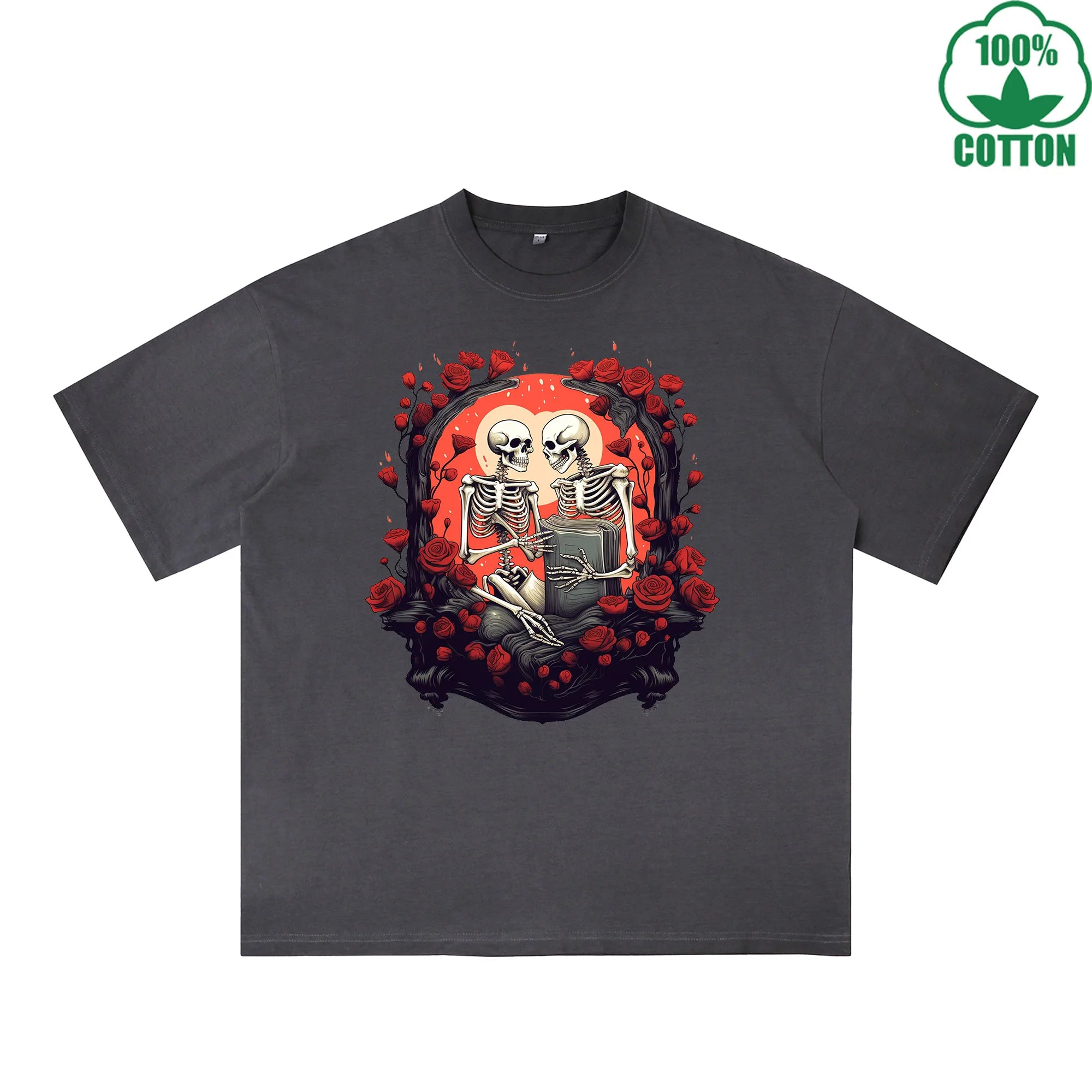 Long Lasting Love Printed Dirty Wash T-Shirt 230G Multicolor Loose Trendy Fashionable 100%Cotton Short Sleeve Top
