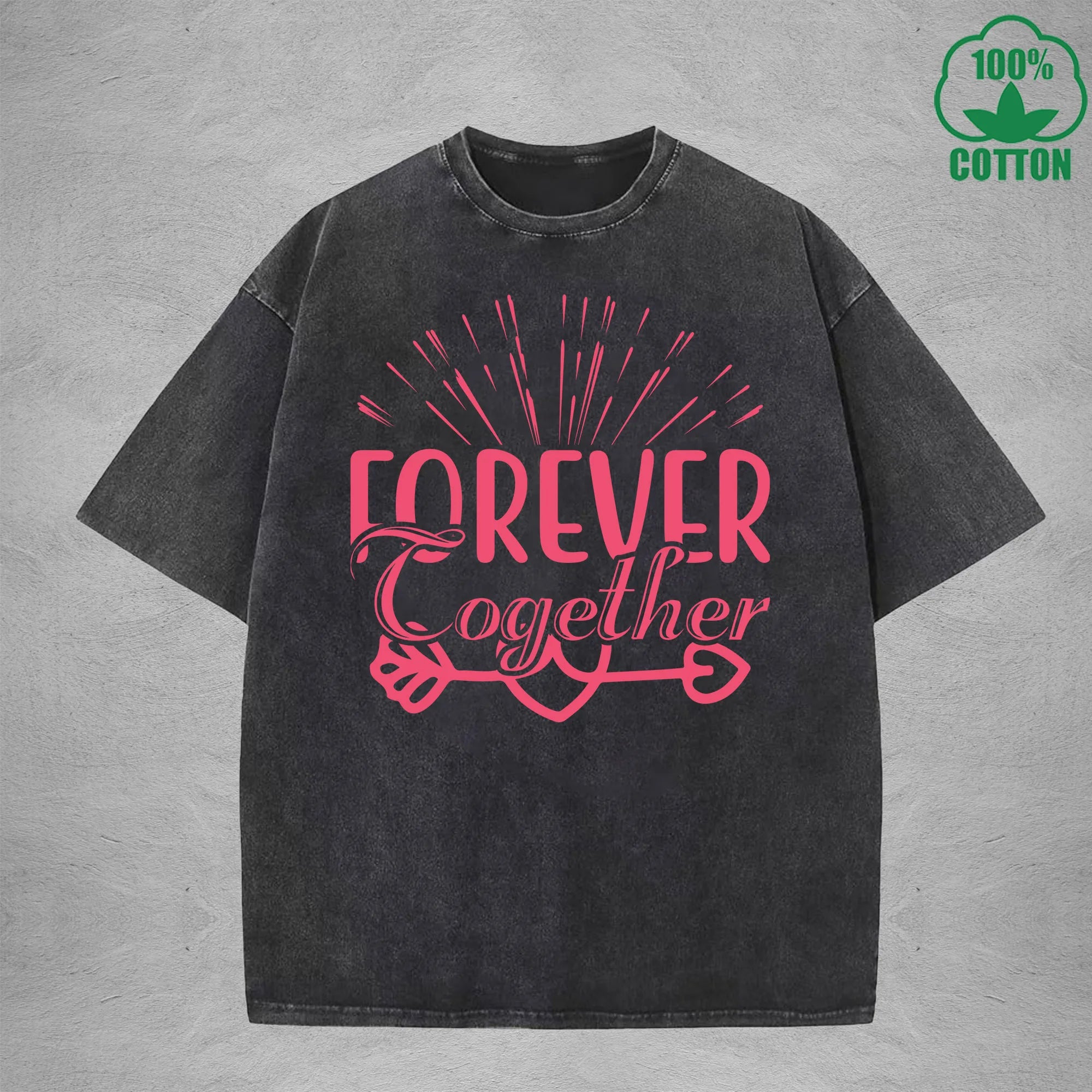 Forever Cogether American Retro 230G Washed T-Shirt Available in Multiple Colors Fashionable Pure Cotton Short Sleeve