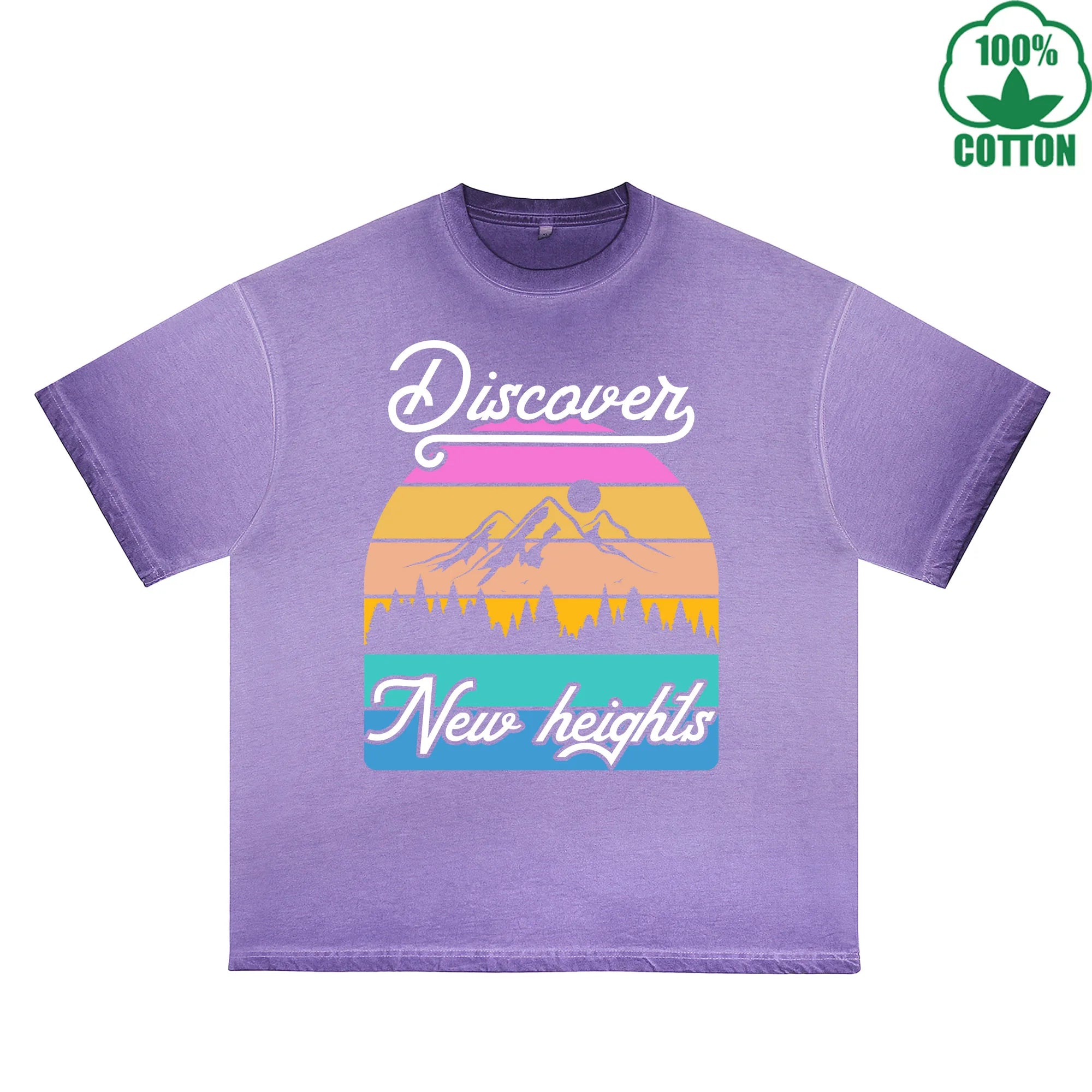 Neu Heigts Printed Dirty WashT-Shirt 230G Multicolor Loose Trendy Fashionable 100%Cotton Short Sleeve Top