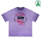 Yes I'm Single Printed Dirty Wash T-Shirt 230G Multicolor Loose Trendy Fashionable 100%Cotton Short Sleeve Top