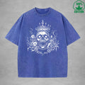 Skeleton King American Retro 230G Washed T-Shirt Available in Multiple Colors Fashionable Pure Cotton Short Sleeve