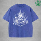 Skeleton King American Retro 230G Washed T-Shirt Available in Multiple Colors Fashionable Pure Cotton Short Sleeve