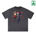 Lover Printed Dirty Wash T-Shirt 230G Multicolor Loose Trendy Fashionable 100%Cotton Short Sleeve Top
