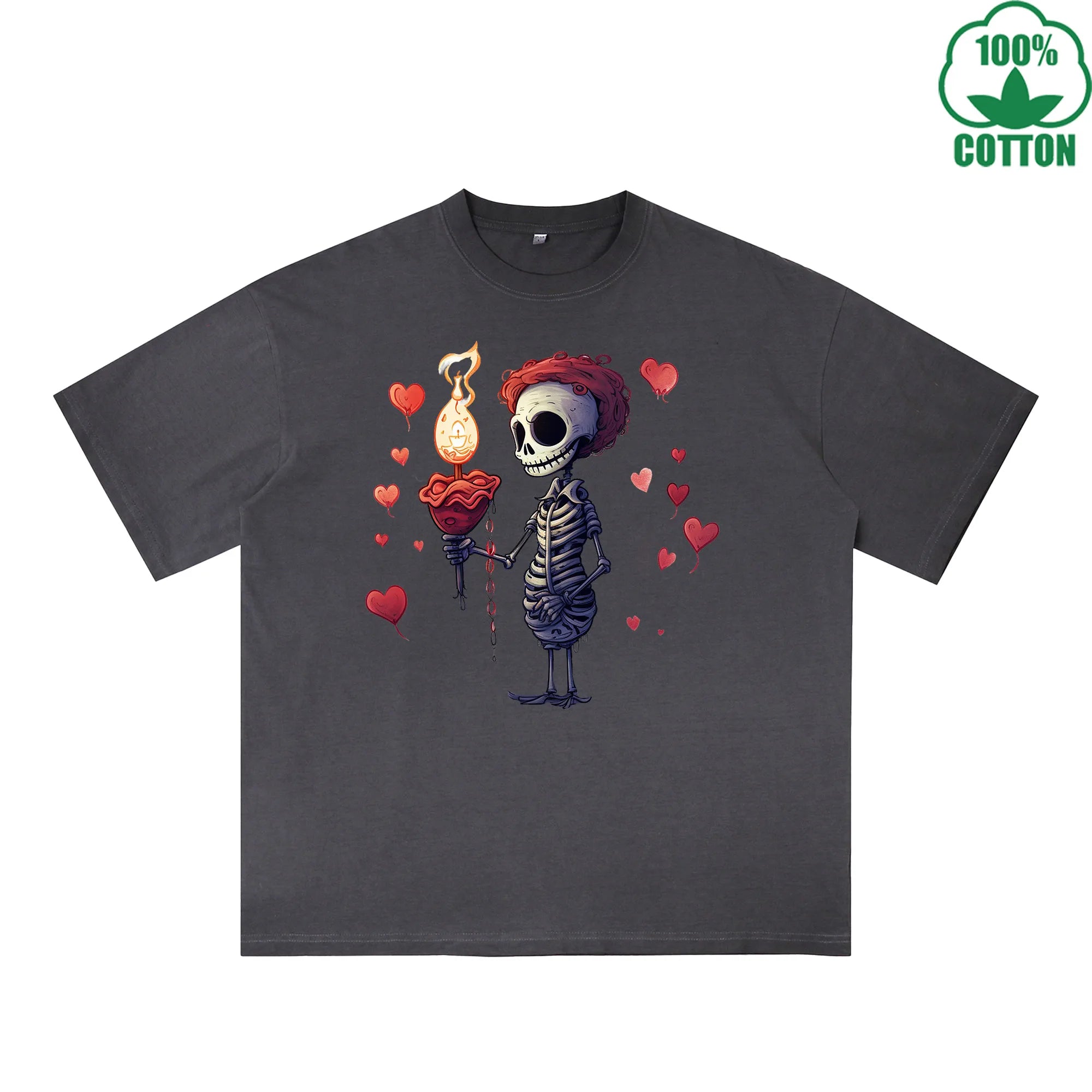 Lover Printed Dirty Wash T-Shirt 230G Multicolor Loose Trendy Fashionable 100%Cotton Short Sleeve Top