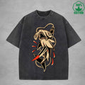 PredatorInterest Printed Washed T-Shirt 230G Multicolor Loose Trendy Fashionable 100%Cotton Short Sleeve Top