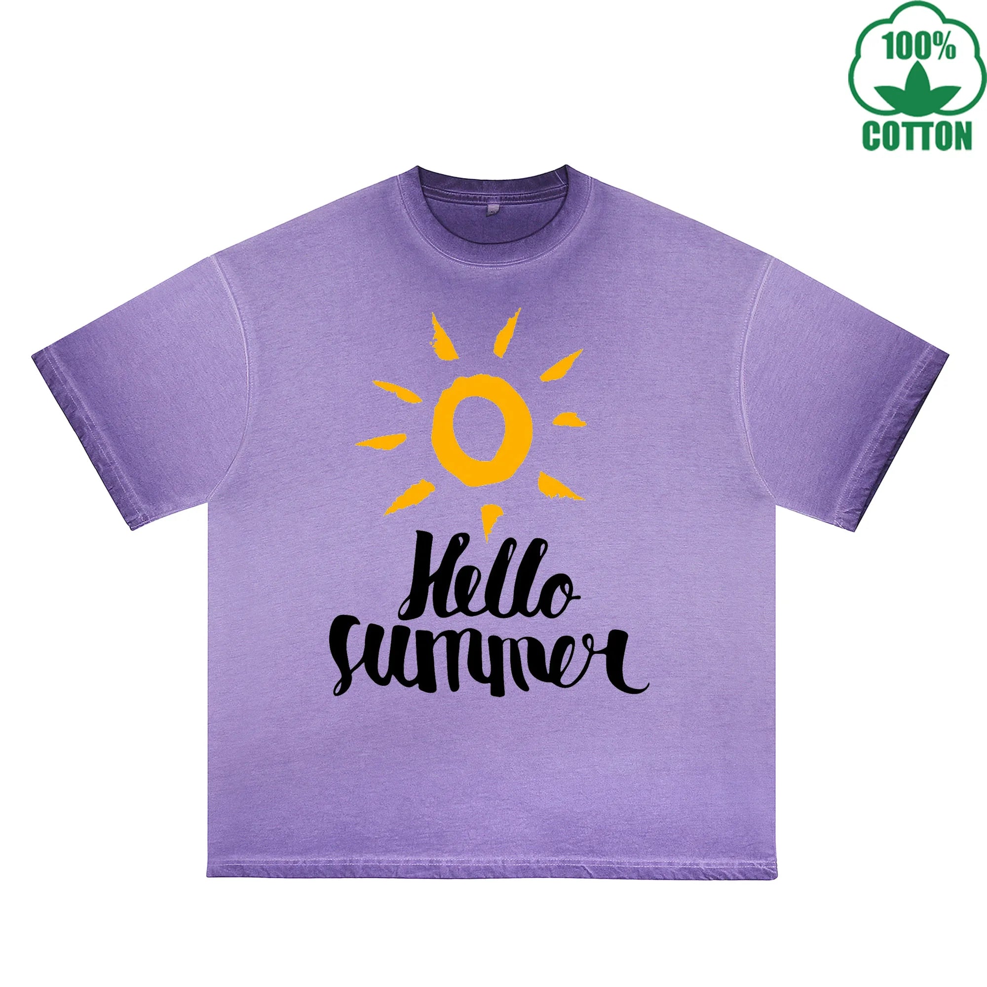 Summer Printed Dirty WashT-Shirt 230G Multicolor Loose Trendy Fashionable 100%Cotton Short Sleeve Top