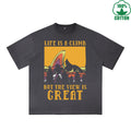 Great Printed Dirty WashT-Shirt 230G Multicolor Loose Trendy Fashionable 100%Cotton Short Sleeve Top