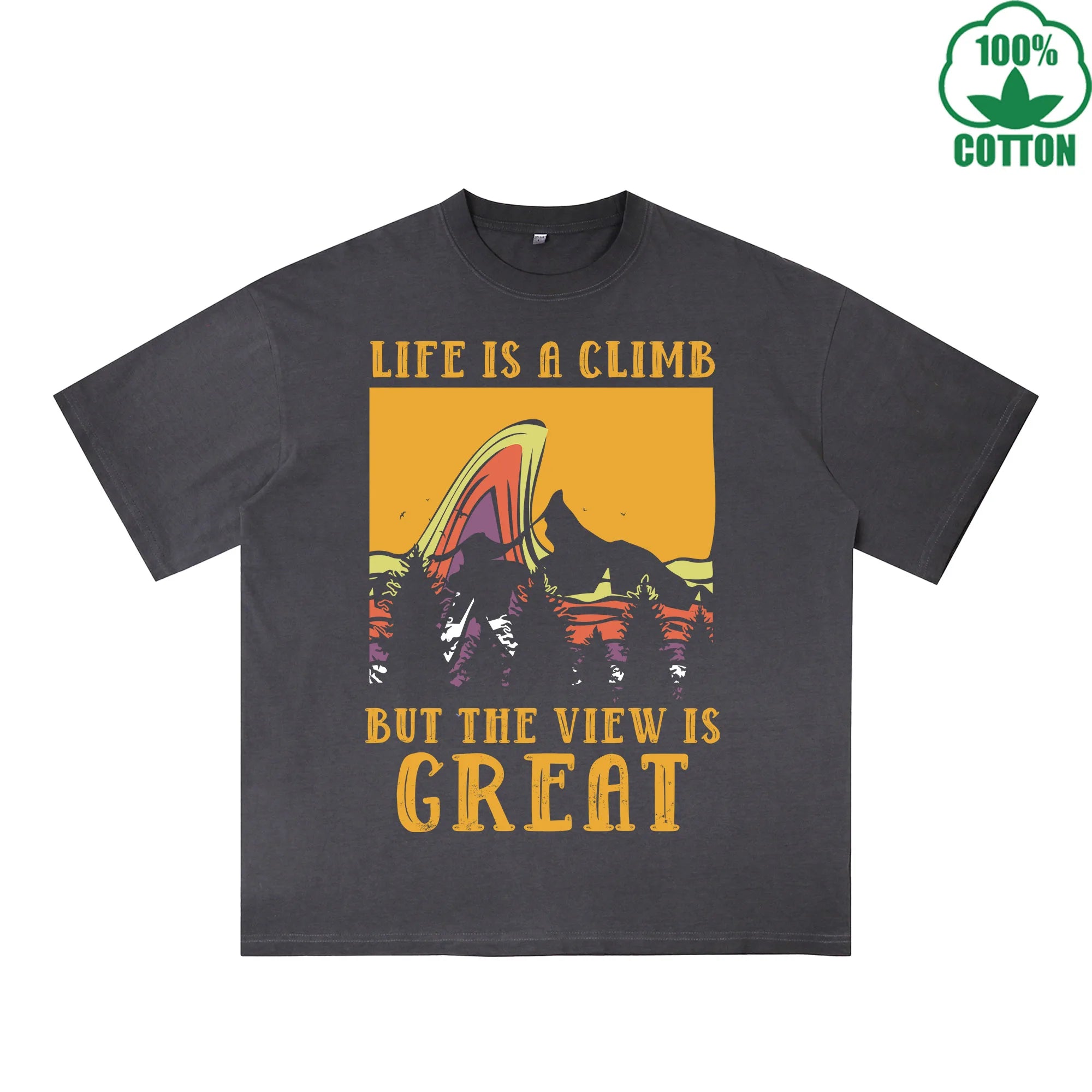 Great Printed Dirty WashT-Shirt 230G Multicolor Loose Trendy Fashionable 100%Cotton Short Sleeve Top