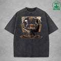 Skeleton Printed Washed T-Shirt 230G Loose Trendy Fashionable Cotton Short Sleeve Top